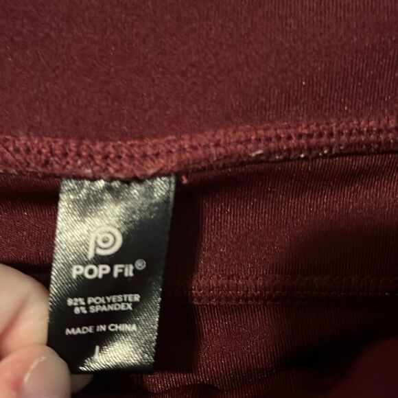 Women’s burgundy pop fit leggings with pockets - Picture 2 of 3